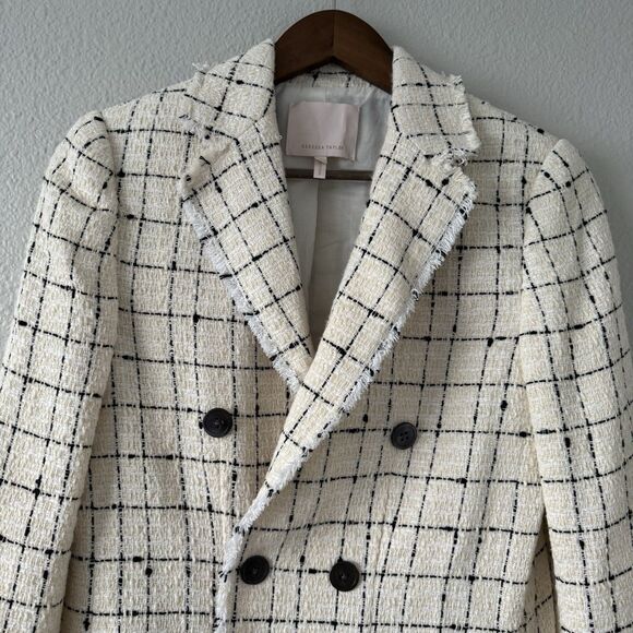 Rebecca Taylor Women’s ivory cream Plaid Tweed Blazer  6‎ - Picture 4 of 15